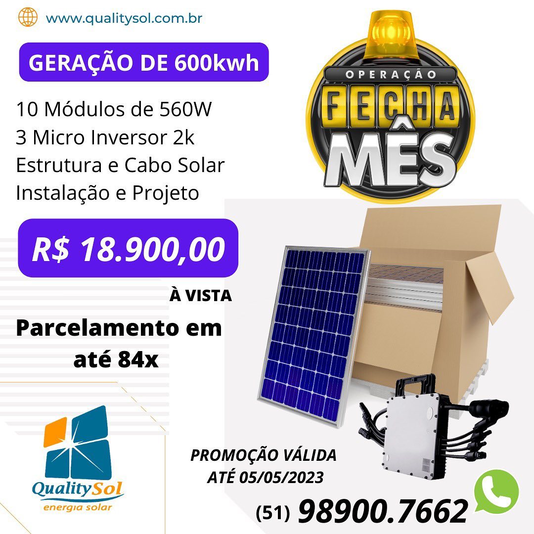 KIT ENERGIA SOLAR NA ZONA SUL EM PORTO ALEGRE - RS