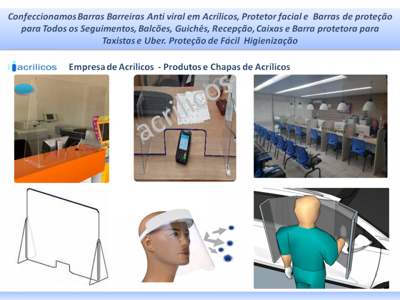 Acrílicos Protetores  Barreiras Anti virais em Acrílicos Sob Medida Para Todos Seguimentos e Estabelecimentos.