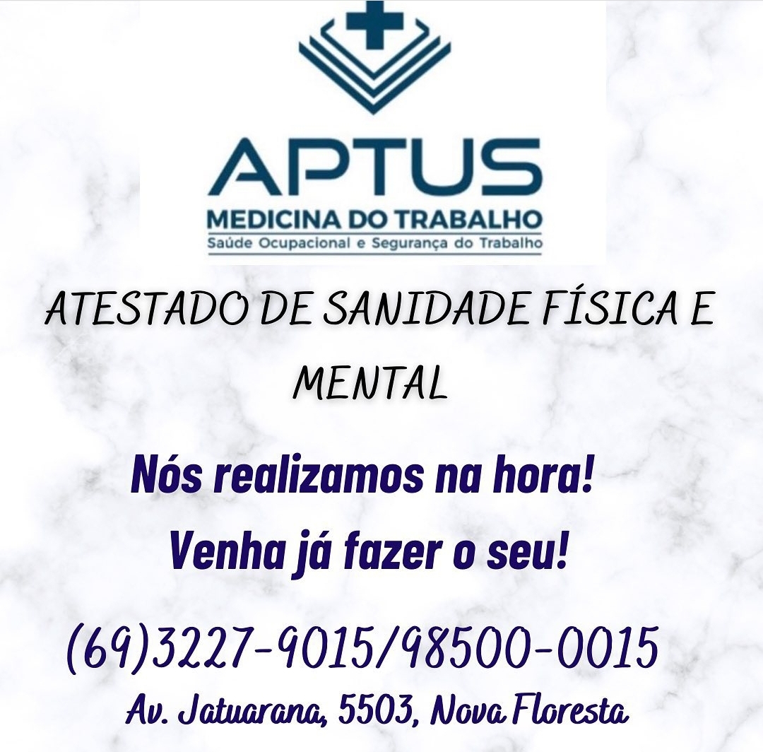 Medicina do Trabalho na Zona Sul em PVH - APTUS CLÍNICA 