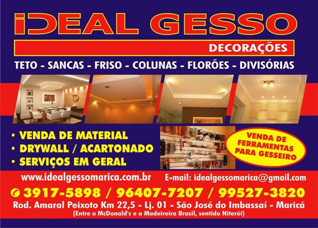 SERVIÇO EM GESSO CONVENCIONAL E ACARTONADO EM MARICÁ - IDEAL GESSO - RJ