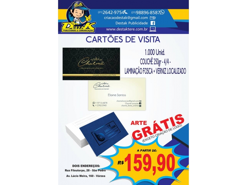CARTÕES DE VISITA EM TERESÓPOLIS - CARTÕES DE VISITA PERSONALIZADOS - RJ