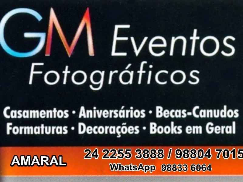 FOTÓGRAFO E ALUGUEL DE BECAS EM TRÊS RIOS - GM EVENTOS