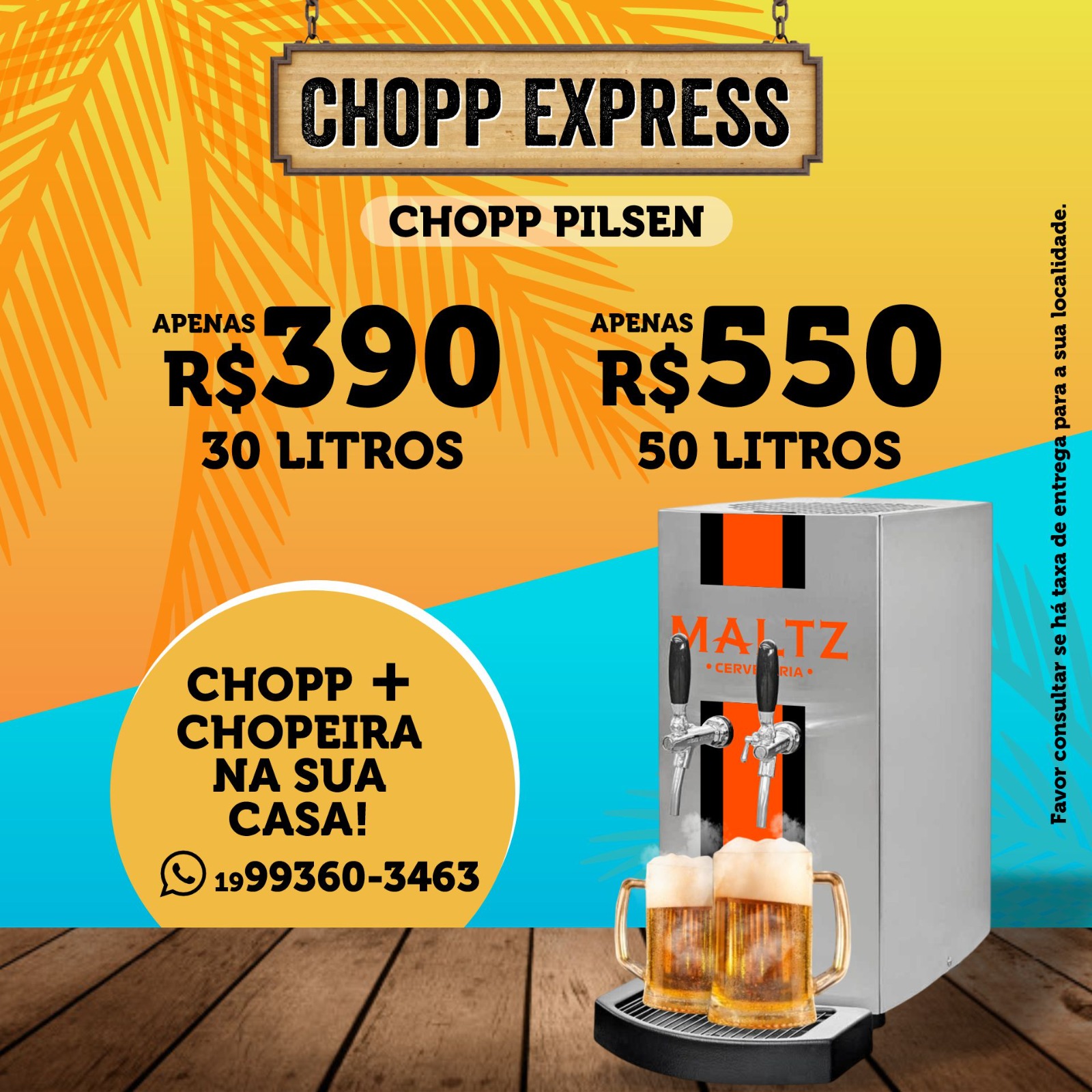 CHOPEIRA E CHOPP PARA FESTA EM LOUVEIRA
