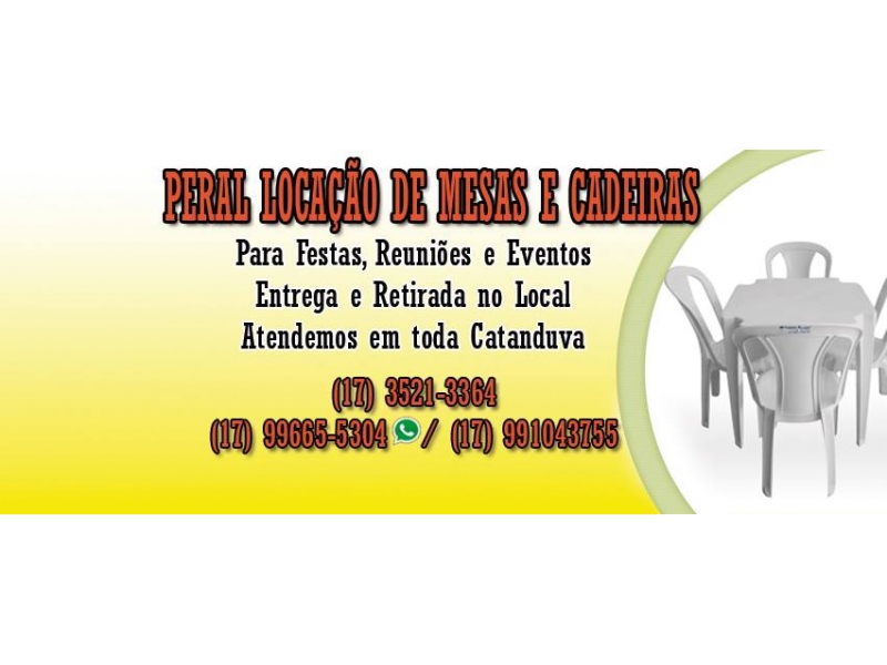 Locação de Mesas e Cadeiras em Catanduva - WhatsApp Online - SP