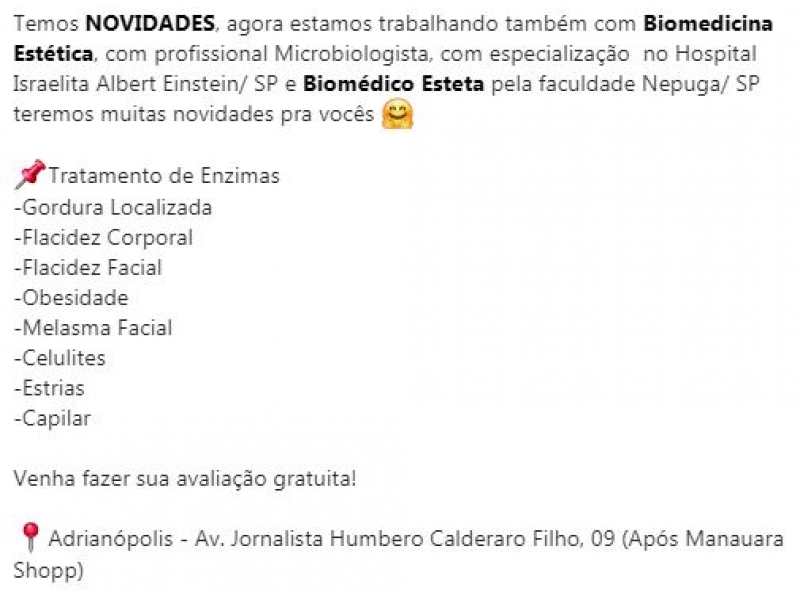 Estética Facial e corporal no Adrianópolis. SPASSO BEAUTY CENTER