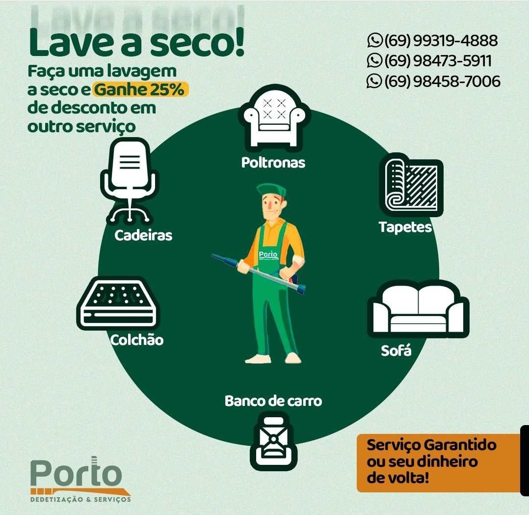 Lavagem a Seco em Porto Velho - PORTO Dedetização e Serviços 