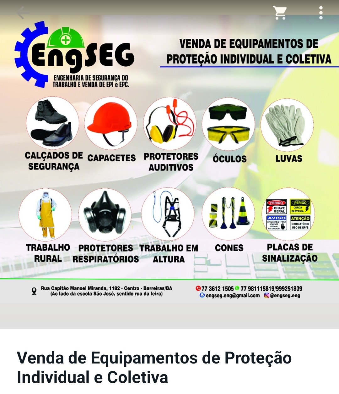 EPI -EQUIPAMENTO DE PROTEÇÃO INDIVIDUAL EM BARREIRAS BA