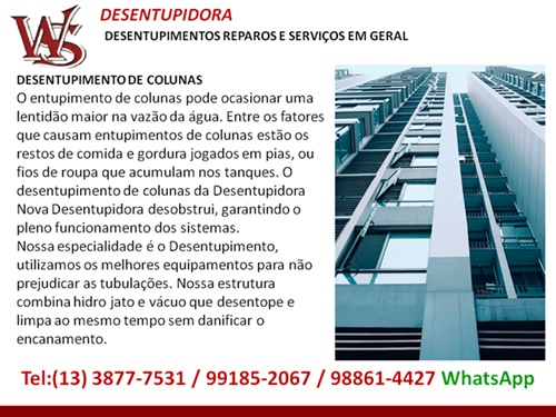 Entupiu ? A Gente Resolve! Rápido Sem Quebra-quebra Desentupidora WS Santos Orçamento gratuito Fale conosco