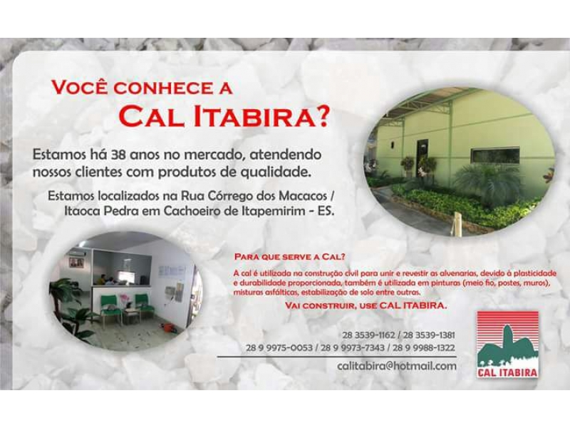 CAL MATERIAL DE CONSTRUCAO CIVIL J M J EM CACHOEIRO DE ITAPEMIRIM - CAL  ITAOCA - ES