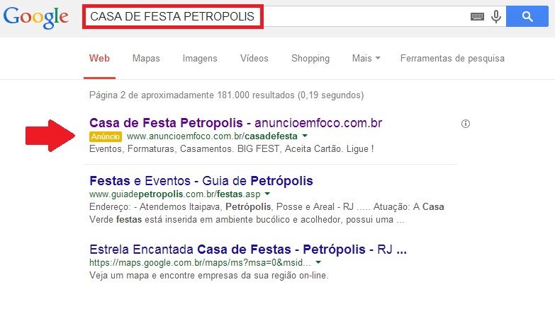 ANUNCIOS PATROCINADOS NO GOOGLE EM PETROPOLIS - PARTNER - RJ