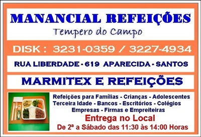 Refeiçoes santos marmitex Manancial Refeições